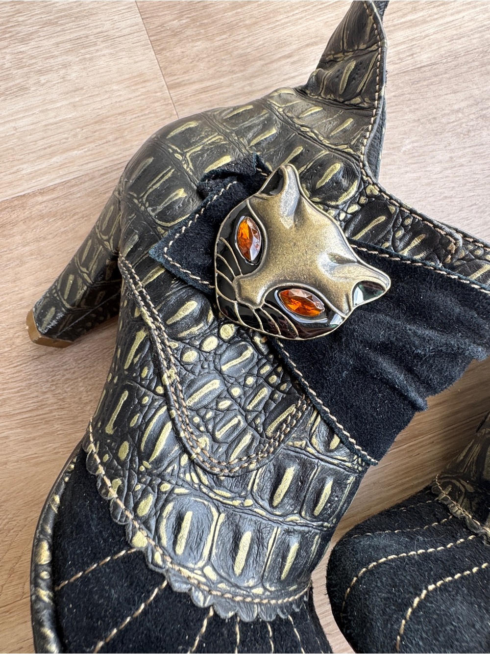 Irregular Choice Miaow Ankle Heeled Booties Black 38 WitchyCore Cat Lovers Witch - Picture 9 of 14
